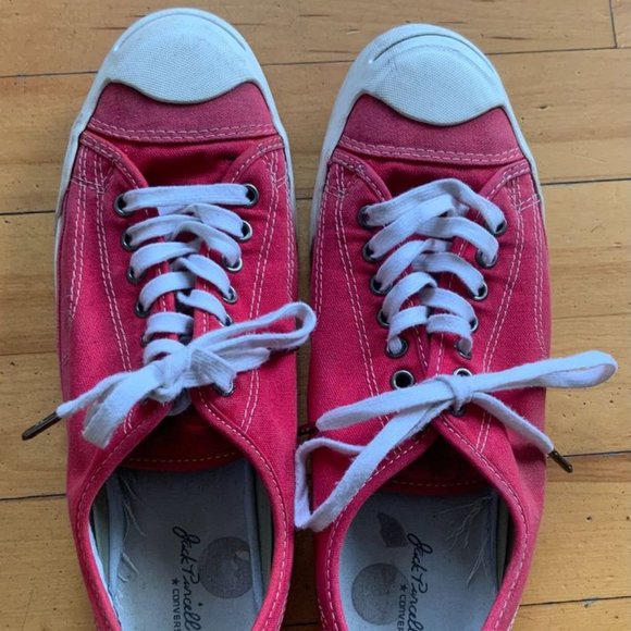 VINTAGE 90's Red Canvas JACK PURCELL Converse Tennis Shoes - Picture 1 of 9